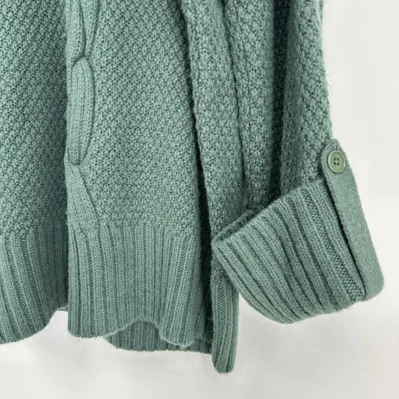 Talbots Cowl Neck Tunic Sweater XL Cable Knit Wool Alpaca Green - Picture 5 of 7